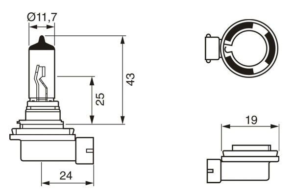 Лампа галогеновая головного света H11 PGJ19-2 Long Life Day 12V 55W картон 1шт 1987302085 BOSCH