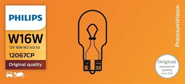 Лампа 12V W16W W2.1x9.5d PHILIPS 12067CP PHILIPS
