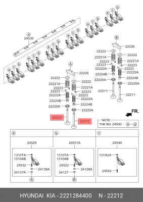 Клапан выпускной HYUNDAI UniverseSpace/Xpress,AeroQueen дв.D6CB OE 2221284400 HYUNDAI KIA