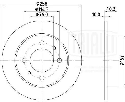 Диск торм. Hyundai Elantra (00-)/Matrix (01-) зад. d=258 (DF 084612)  2шт DF084612 TRIALLI