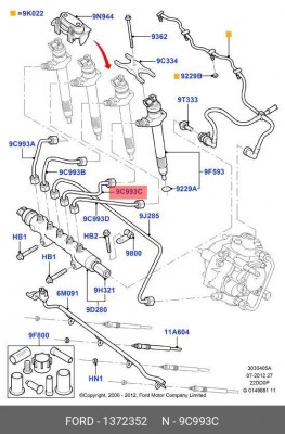 трубка топливная!\ Ford Transit 2.2/2.4 1 372 352 FORD