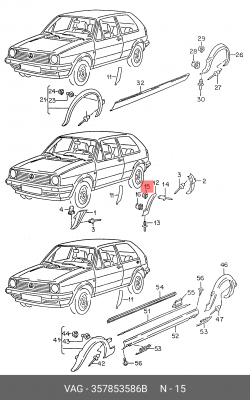 КРЕПЛЕНИЕ БАМПЕРА - ВТУЛКА VW GOLF II/PASSAT B3/B4/T4 357 853 586 B VAG