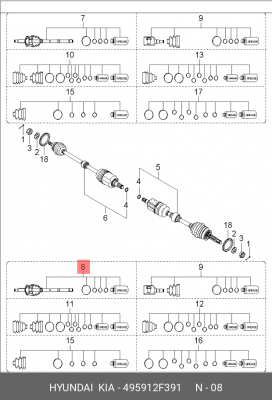 НАРУЖ. ШАРНИР ВАЛА ЛЕВ. КОЛЕСА 495912F391 HYUNDAI KIA