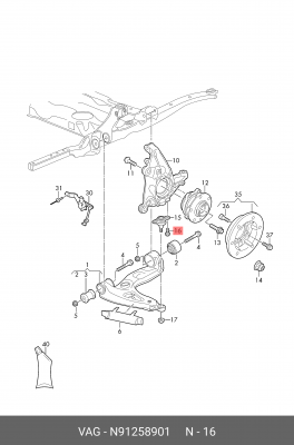 Болт N91258901 N 912 589 01 VAG