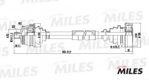 Привод в сборе правый AUDI A4/VW PASSAT 1.8-2.0 95-01 (ABS) (GKN 301222) GC02011 GC02011 MILES