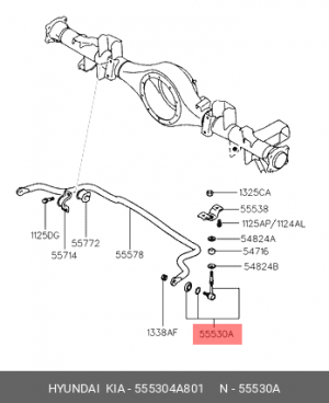 Стойка стабилизатора HYUNDAI Starex H-1 (02-) заднего левая/правая (1шт.) OE 55530-4A801 HYUNDAI KIA
