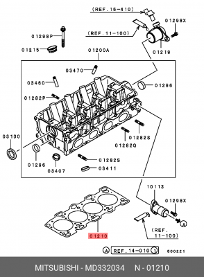 прокладка ГБЦ!\ Mitsubishi Galant/Outlander/Space Runner 2.0GDi 96> MD332034 MITSUBISHI