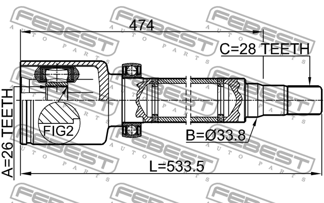ШРУС внутренний FORD Mondeo (07-14) правый FEBEST 2111-CA2RH FEBEST