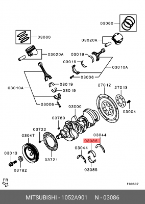вкладыш коренной! STD\Mitsubishi Montero Sport 13> 1052A901 MITSUBISHI