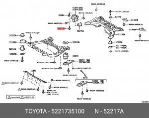 болт крепления подушки рамы кузова!\ Toyota 52217-35100 TOYOTA