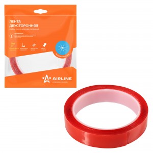 Лента двусторонняя клейкая (скотч), 20 мм*3 м, акриловая, прозрачная (ADS-A-06)  ADS-A-06 AIRLINE