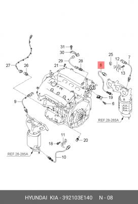 Датчик кислорода HYUNDAI Santa Fe (07-) OE 392103E140 HYUNDAI KIA