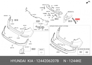 Винт HYUNDAI Elantra (12-) крепления бампера заднего OE 1244206207B HYUNDAI KIA