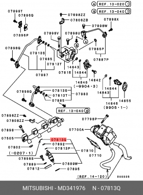 Уплотнительное кольцо топливной форсунки MITSUBISHI mot.1,5…2,4L 16V MD341976 MD341976 MITSUBISHI