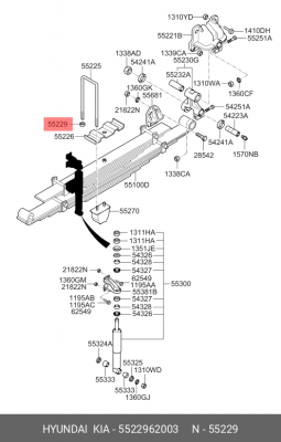 Гайка HYUNDAI HD120 стремянки рессоры задней OE 5522962003 HYUNDAI KIA