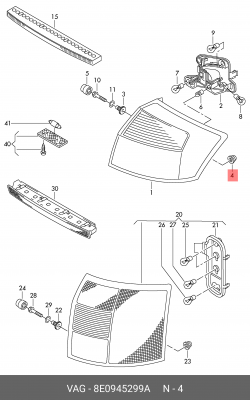 гайка пластинчатая! M10\ Audi A3 04-13/A4 01-15/A5 10>/A6 05-18/A7 11-18 8E0 945 299 A VAG