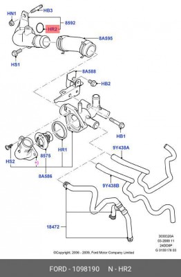 Кольцо патрубка корпуса термостата FORD 1 098 190 1 098 190 FORD