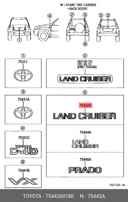 эмблема! крышки багажника\ Toyota Land Cruiser Prado 75442-60180 TOYOTA