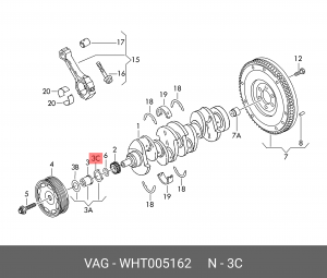 Шайба уплотнительная шкива коленвала VAG WHT 005 162 WHT 005 162 VAG