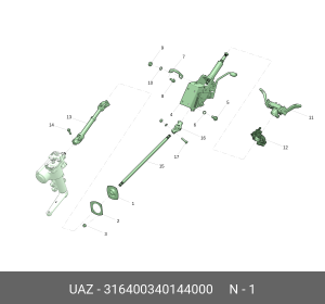 Опора УАЗ-3163 ПАТРИОТ рулевого вала в сб. со втулками D-20 (резина) /УАЗ/ 316400340144000 UAZ UAZ
