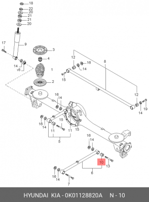 Сайлентблок KIA Sportage (99-) рычага заднего продольного OE 0K01128820A HYUNDAI KIA
