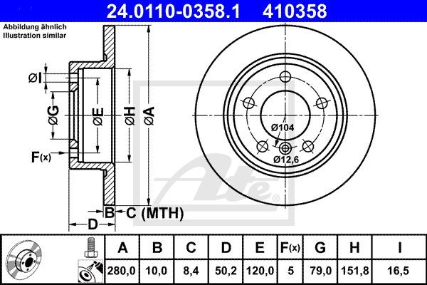 24.0110-0358.1 диск тормозной задний!\ Mini Countryman/Cooper S (R60/R61) 10> 24.0110-0358.1 ATE