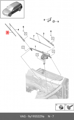 Щетка стеклоочистителя PORSCHE комплект OE 9Y1955329A VAG