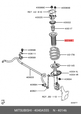 Пыльник переднего амортизатора MITSUBISHI 4040A555 4040A555 MITSUBISHI