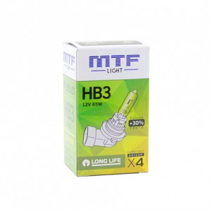 Лампа галогенная HB3/9005 12V 65W "MTF" Long Life x4 HS12B3 MTF