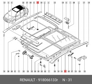 держатель люка крыши!\ Renault Koleos 918066133R RENAULT