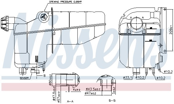 бачок расширительный! с крышкой и датчиком\ Scania 4-Series 95> 996020 NISSENS