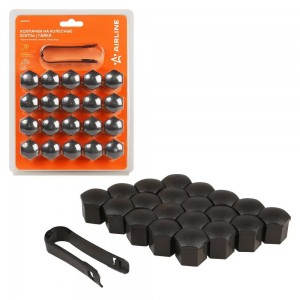 Колпачок болта колеса 19 мм. + съемник, пластик, черный (20 шт.) (матовый) AWBN12 AIRLINE