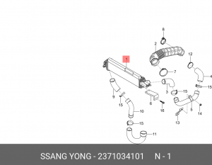 Охладитель SSANGYONG Actyon (10-) (D20) наддувного воздуха OE 2371034101 SSANG YONG