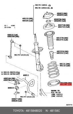 проставка пружины нижняя!\ Toyota Previa 2.4i/2.0D 00-06 48158-48020 TOYOTA