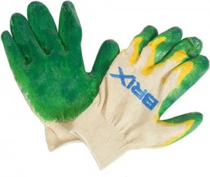 перчатки! х/б с 2-слойным латексным покрытием (10 класс вязки, белые с желто-зел BRX0050001 BRIX