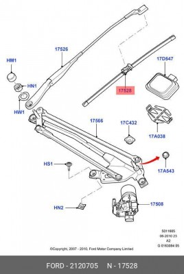 Щетка стеклоочистителя FORD Mondeo (07-) 650/480мм комплект OE 2120705 FORD