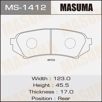 колодки дисковые задние!\ Toyota Land Cruiser100 4.7i/4.2TD 98> MS1412 MASUMA