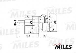 ШРУС наружный KIA SEPHIA 1.5-1.8 93- (GKN 302969) GA20190 GA20190 MILES