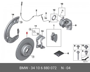 диск тормозной !\ BMW F01/F07/F10/F11 2.0-3.0i/D 10> 34 10 6 880 072 BMW