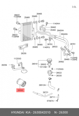 Фильтр масляный 26300-42010 HYUNDAI KIA