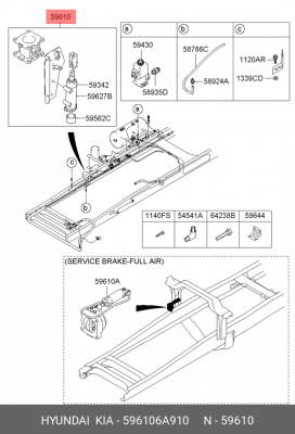 Клапан HYUNDAI HD120,AeroTown обратный пневмосистемы (горный тормоз) OE 596106A910 HYUNDAI KIA