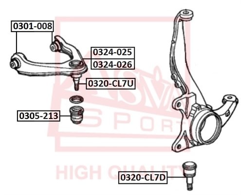ОПОРА ШАРОВАЯ НИЖНЯЯ HONDA 0320CL7D 0320-CL7D ASVA