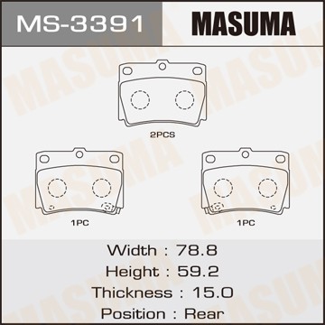 колодки дисковые задние!\ Mitsubishi Montero Sport 3.0i/2.5TD 98> MS3391 MASUMA