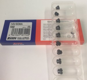 Лампа 12V T3.4 0.8W пластиковый цоколь (1шт.) KOITO 1592 KOITO