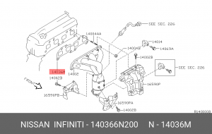 ПРОКЛАДКА ВЫПУСКНОГО КОЛЛЕКТОРА 14036-6N200 14036-6N200 NISSAN