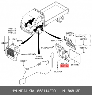 Брызговик KIA Bongo 3 (06-) (2WD) передний левый OE 868114E001 HYUNDAI KIA