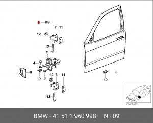 ремкомплект петли двери!\ BMW Е36/E39/Z3 91-03 41 51 1 960 998 BMW