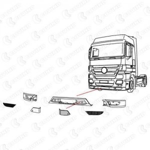 Заглушка левая центрального спойлера MB Actros 3 943114 COVIND