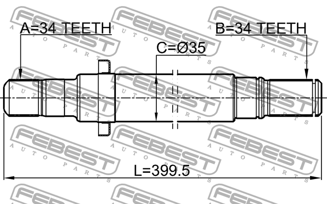 Полуось правая 34x400x34 1812-ZAFCRH 1812-ZAFCRH FEBEST