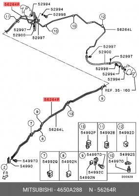 трубка тормозная! зад. прав\ Mitsubishi Pajero 4650A288 MITSUBISHI